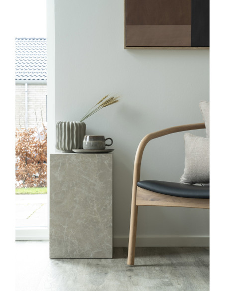 Table d'appoint moderne Carrée Bois MDF Papier décoratif Beige Effet marbre Prague 