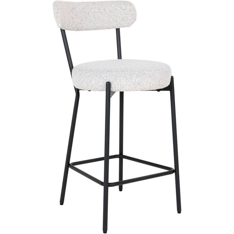 Tabouret de bar bouclette Tissu Blanc Bouclé Métal Noir Badalona 