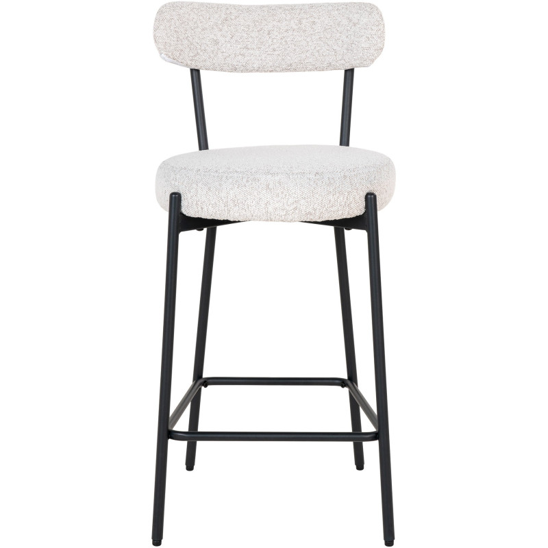 Tabouret de bar bouclette Tissu Blanc Bouclé Métal Noir Badalona 
