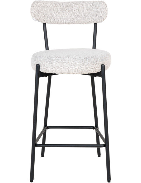 Tabouret de bar bouclette Tissu Blanc Bouclé Métal Noir Badalona 