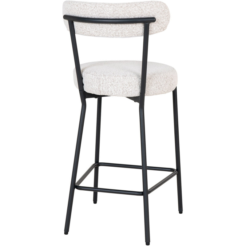 Tabouret de bar bouclette Tissu Blanc Bouclé Métal Noir Badalona 
