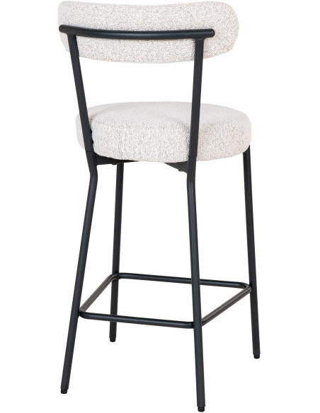 Tabouret de bar bouclette Tissu Blanc Bouclé Métal Noir Badalona 
