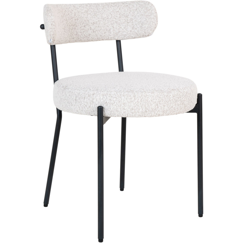 Chaise moderne bouclette Tissu Blanc Bouclé Métal Noir Badalona 