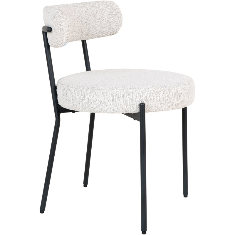 Chaise moderne bouclette Tissu Blanc Bouclé Métal Noir Badalona 