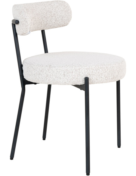 Chaise moderne bouclette Tissu Blanc Bouclé Métal Noir Badalona 