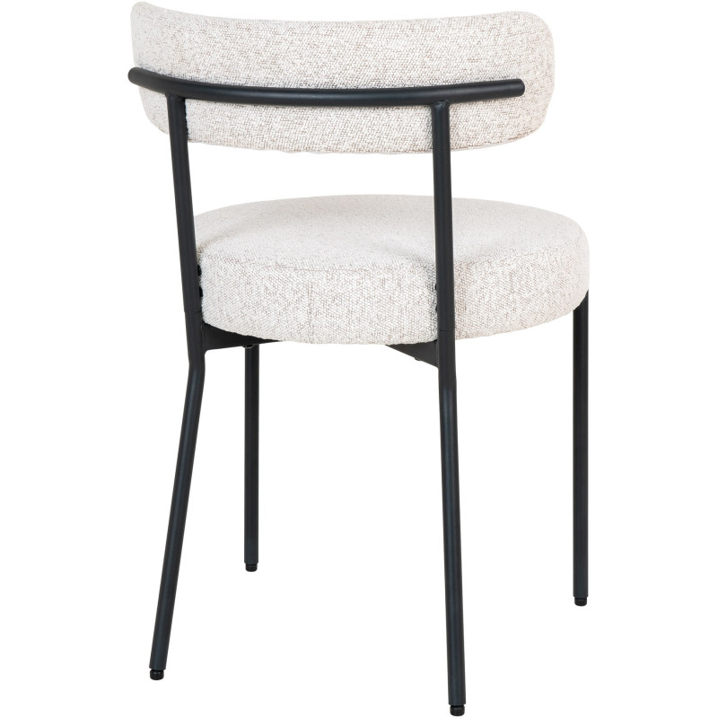 Chaise moderne bouclette Tissu Blanc Bouclé Métal Noir Badalona 
