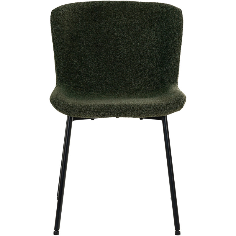 Chaise moderne bouclette Tissu Vert foncé Bouclé Métal Noir Maceda (Lot de 2) 