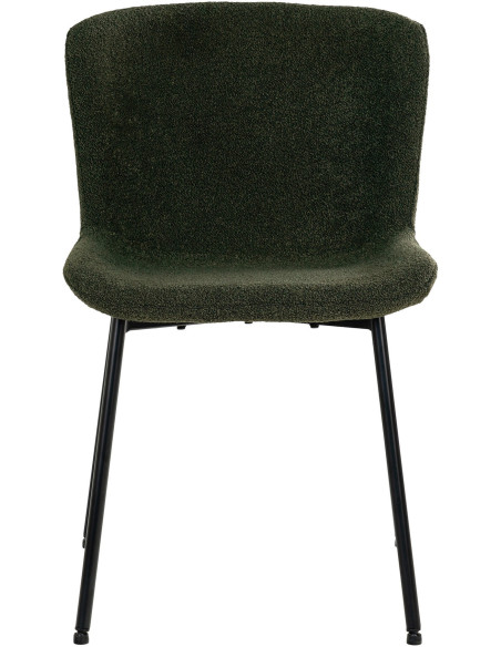 Chaise moderne bouclette Tissu Vert foncé Bouclé Métal Noir Maceda (Lot de 2) 