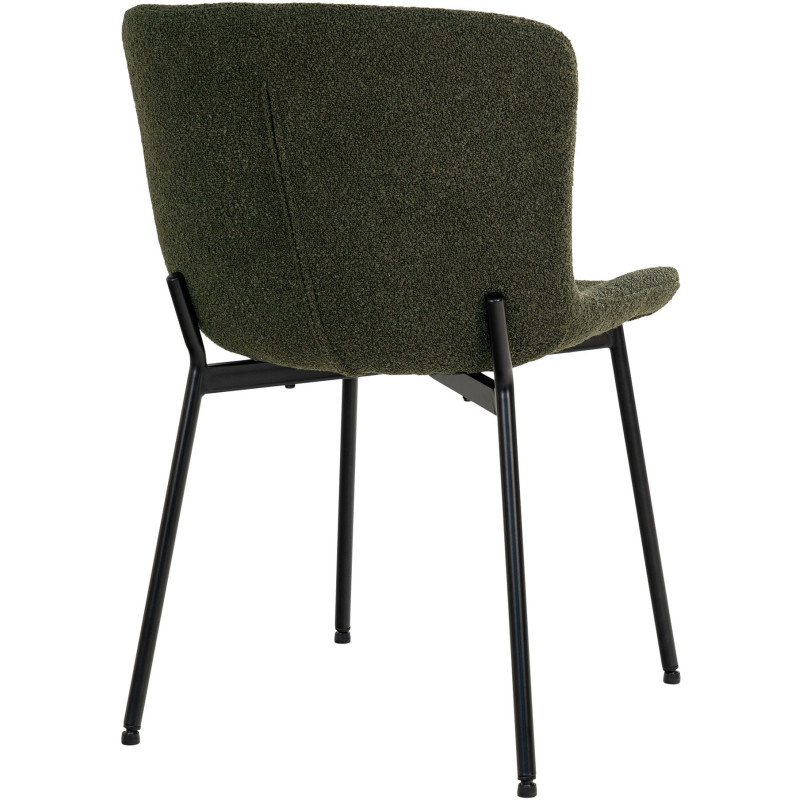 Chaise moderne bouclette Tissu Vert foncé Bouclé Métal Noir Maceda (Lot de 2) 