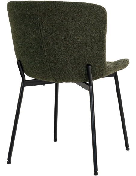 Chaise moderne bouclette Tissu Vert foncé Bouclé Métal Noir Maceda (Lot de 2) 