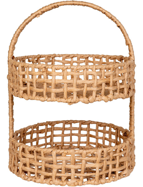 Plateau déco 2 niveaux Hauteur 39 cm Papier Naturel Tressé Métal Anadia 