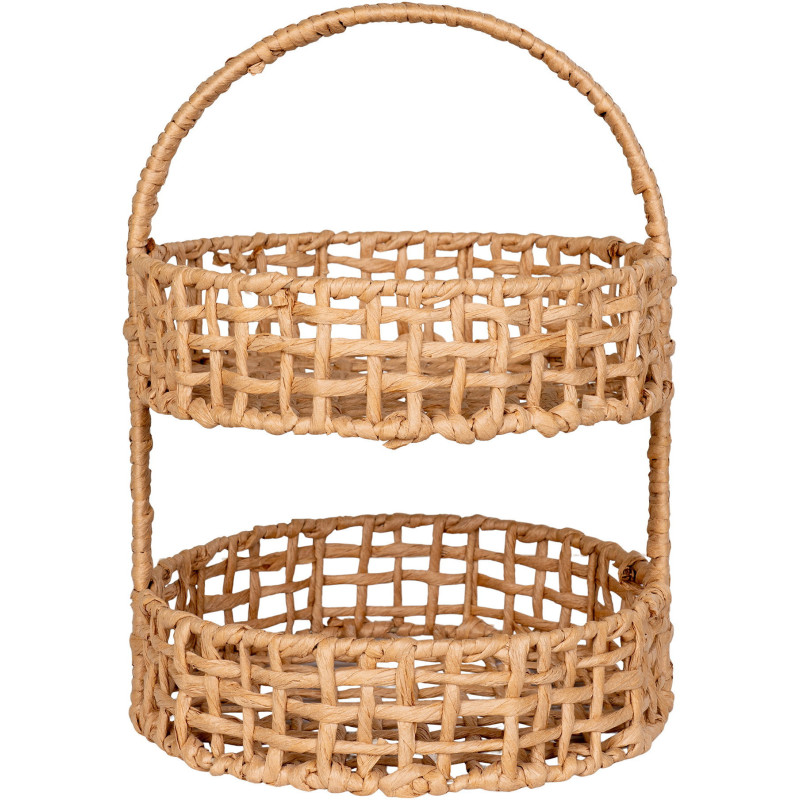 Plateau déco 2 niveaux Hauteur 39 cm Papier Naturel Tressé Métal Anadia 