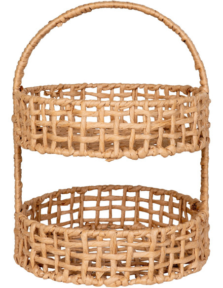 Plateau déco 2 niveaux Hauteur 39 cm Papier Naturel Tressé Métal Anadia 