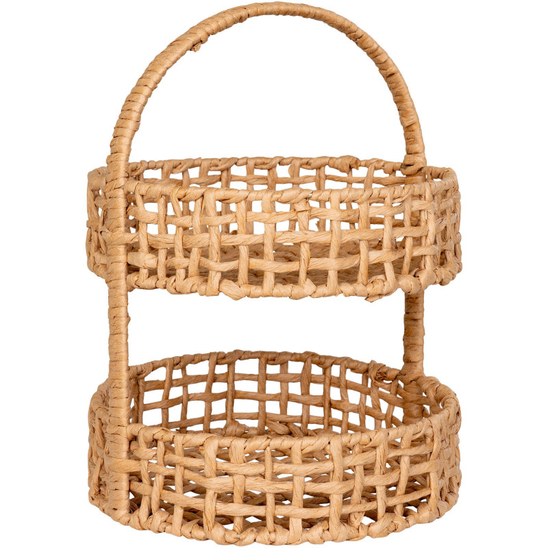 Plateau déco 2 niveaux Hauteur 39 cm Papier Naturel Tressé Métal Anadia 