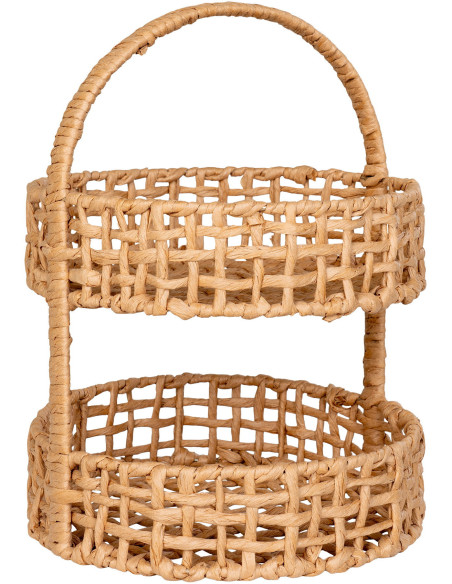 Plateau déco 2 niveaux Hauteur 39 cm Papier Naturel Tressé Métal Anadia 