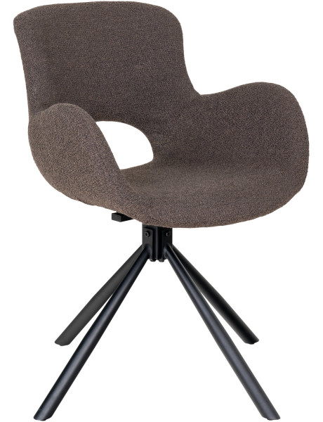 Fauteuil de table bouclette pivotant Polyester Marron Bouclé Métal Noir Amorim (Lot de 2) 