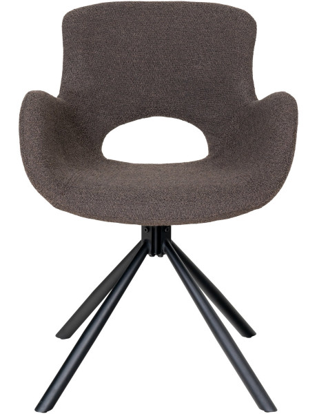Fauteuil de table bouclette pivotant Polyester Marron Bouclé Métal Noir Amorim (Lot de 2) 