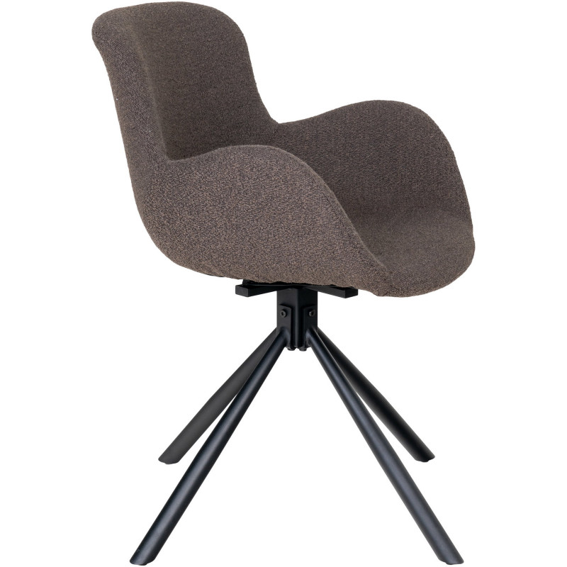 Fauteuil de table bouclette pivotant Polyester Marron Bouclé Métal Noir Amorim (Lot de 2) 