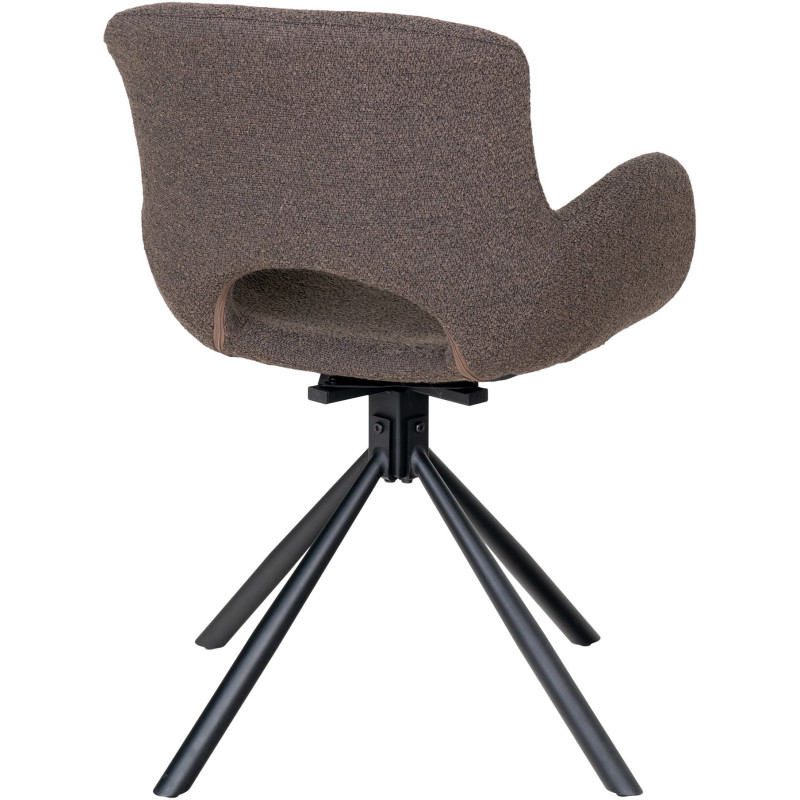 Fauteuil de table bouclette pivotant Polyester Marron Bouclé Métal Noir Amorim (Lot de 2) 