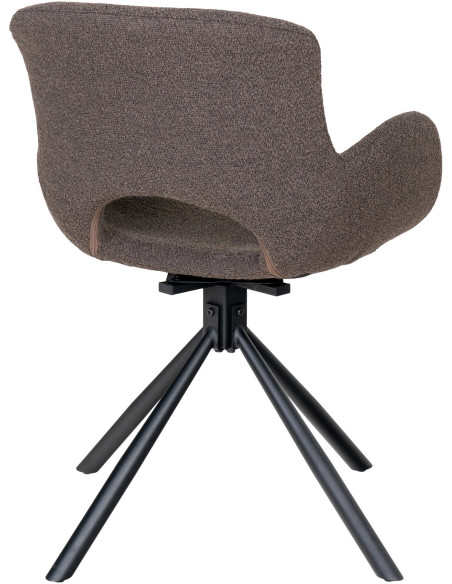 Fauteuil de table bouclette pivotant Polyester Marron Bouclé Métal Noir Amorim (Lot de 2) 