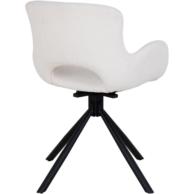 Fauteuil de table bouclette pivotant Polyester Blanc cassé Bouclé Métal Noir Amorim (Lot de 2) 