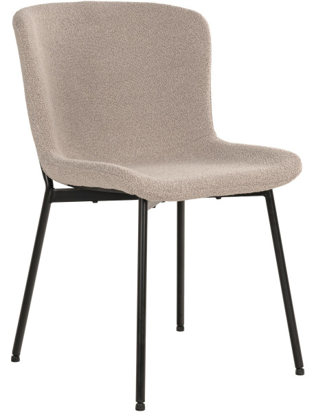 Chaise moderne bouclette Tissu Beige Bouclé Métal Noir Maceda (Lot de 2) House Nordic - 1