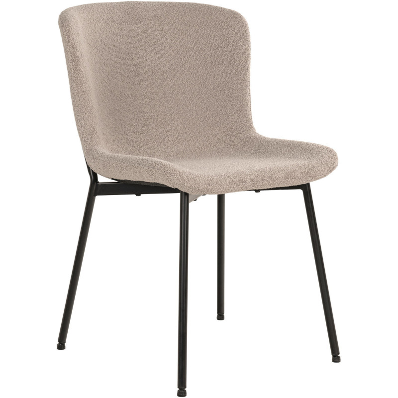 Chaise moderne bouclette Tissu Beige Bouclé Métal Noir Maceda (Lot de 2) House Nordic - 1