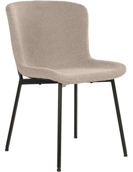 Chaise moderne bouclette Tissu Beige Bouclé Métal Noir Maceda (Lot de 2) House Nordic - 1