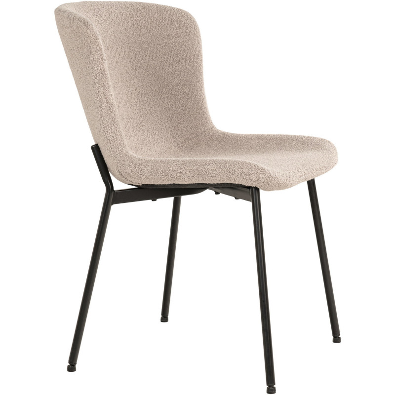 Chaise moderne bouclette Tissu Beige Bouclé Métal Noir Maceda (Lot de 2) House Nordic - 3