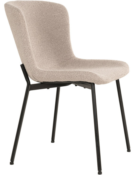 Chaise moderne bouclette Tissu Beige Bouclé Métal Noir Maceda (Lot de 2) House Nordic - 3