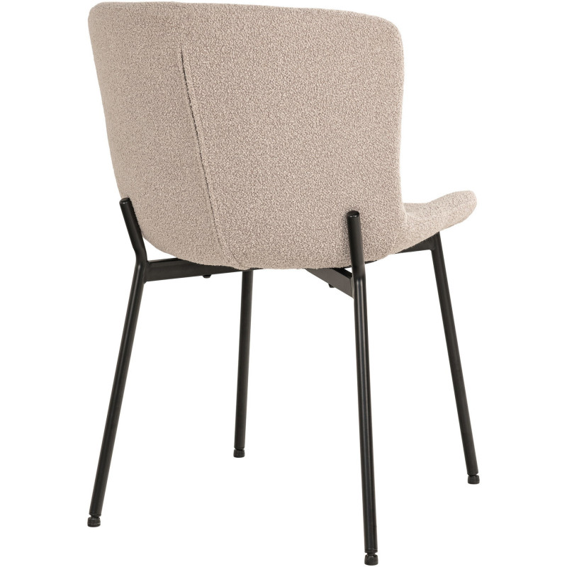 Chaise moderne bouclette Tissu Beige Bouclé Métal Noir Maceda (Lot de 2) House Nordic - 4