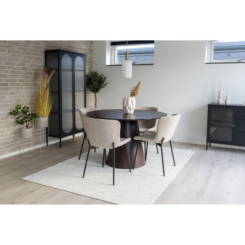 Chaise moderne bouclette Tissu Beige Bouclé Métal Noir Maceda (Lot de 2) House Nordic - 5