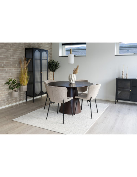 Chaise moderne bouclette Tissu Beige Bouclé Métal Noir Maceda (Lot de 2) House Nordic - 5