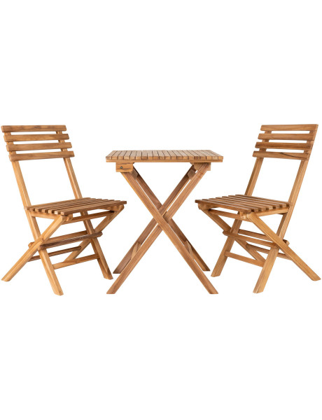 Ensemble de jardin 1 table 2 chaises Bois de teck Naturel Cuenca 