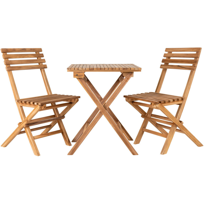 Ensemble de jardin 1 table 2 chaises Bois de teck Naturel Cuenca 