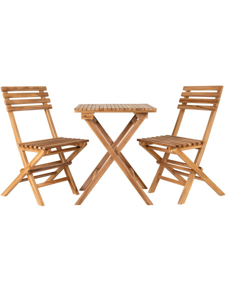 Ensemble de jardin 1 table 2 chaises Bois de teck Naturel Cuenca 