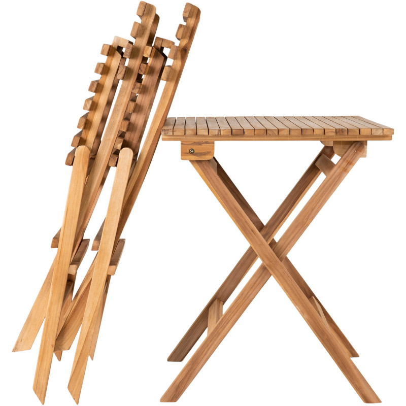 Ensemble de jardin 1 table 2 chaises Bois de teck Naturel Cuenca 