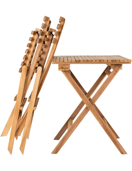 Ensemble de jardin 1 table 2 chaises Bois de teck Naturel Cuenca 