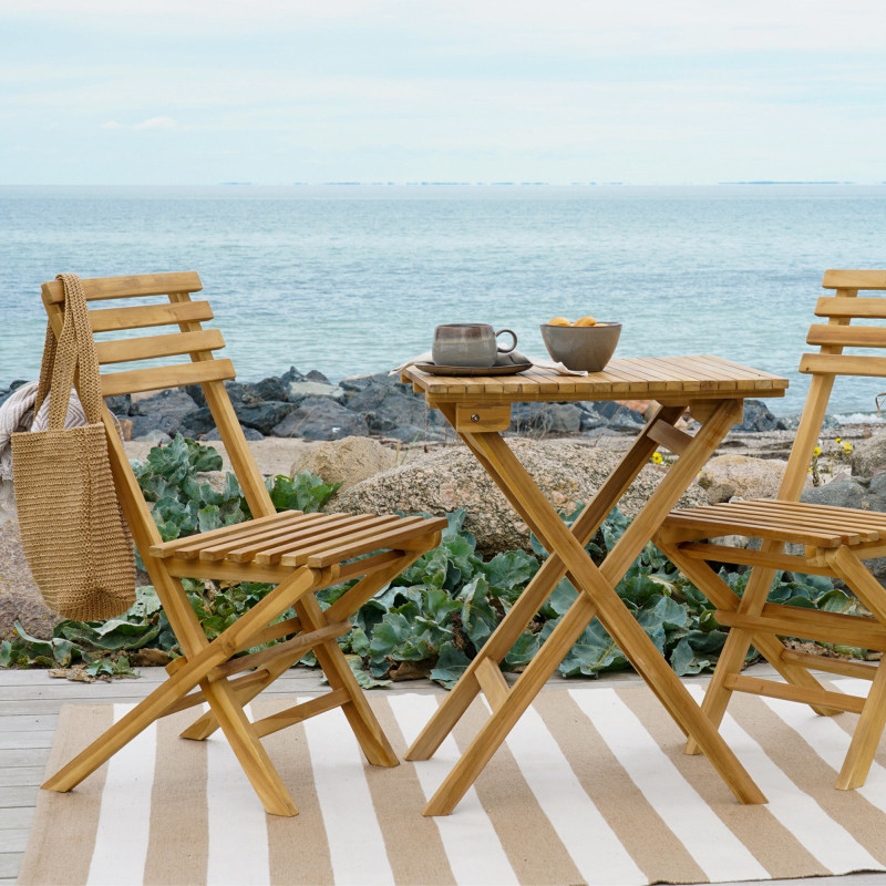 Ensemble de jardin 1 table 2 chaises Bois de teck Naturel Cuenca 