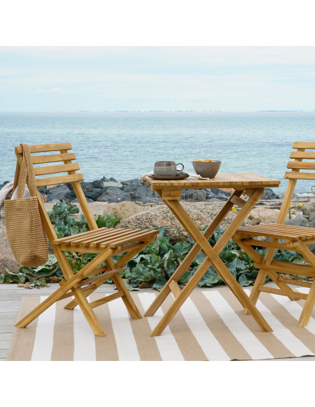 Ensemble de jardin 1 table 2 chaises Bois de teck Naturel Cuenca 