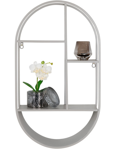 Étagère murale moderne ovale 4 niveaux Métal Gris clair Feira House Nordic - 2