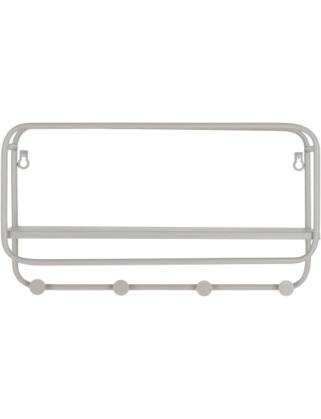 Étagère murale moderne porte manteaux 4 crochets Métal Gris clair Feira 