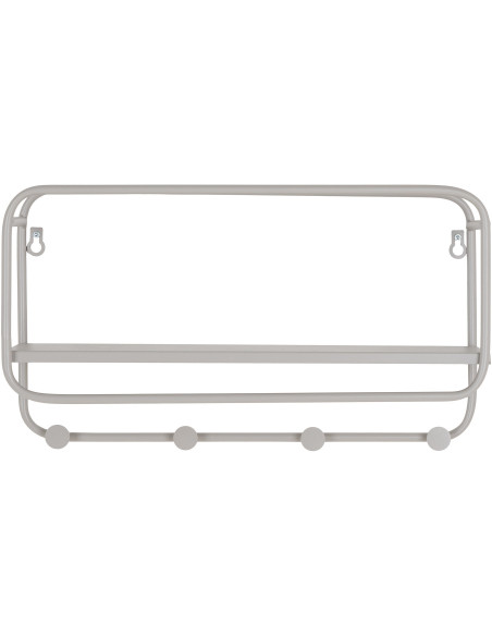 Étagère murale moderne porte manteaux 4 crochets Métal Gris clair Feira 