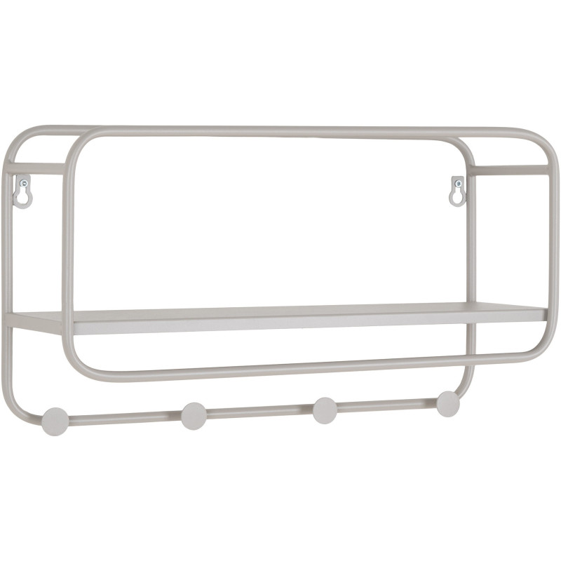 Étagère murale moderne porte manteaux 4 crochets Métal Gris clair Feira 