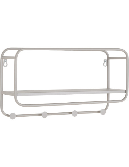 Étagère murale moderne porte manteaux 4 crochets Métal Gris clair Feira 