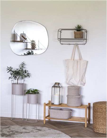 Étagère murale moderne porte manteaux 4 crochets Métal Gris clair Feira 