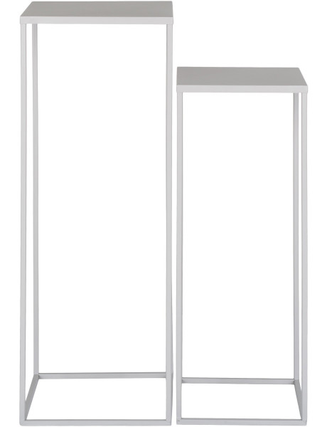 Sellette haute gigogne moderne Carrée Métal Gris clair Beja (Lot de 2) 