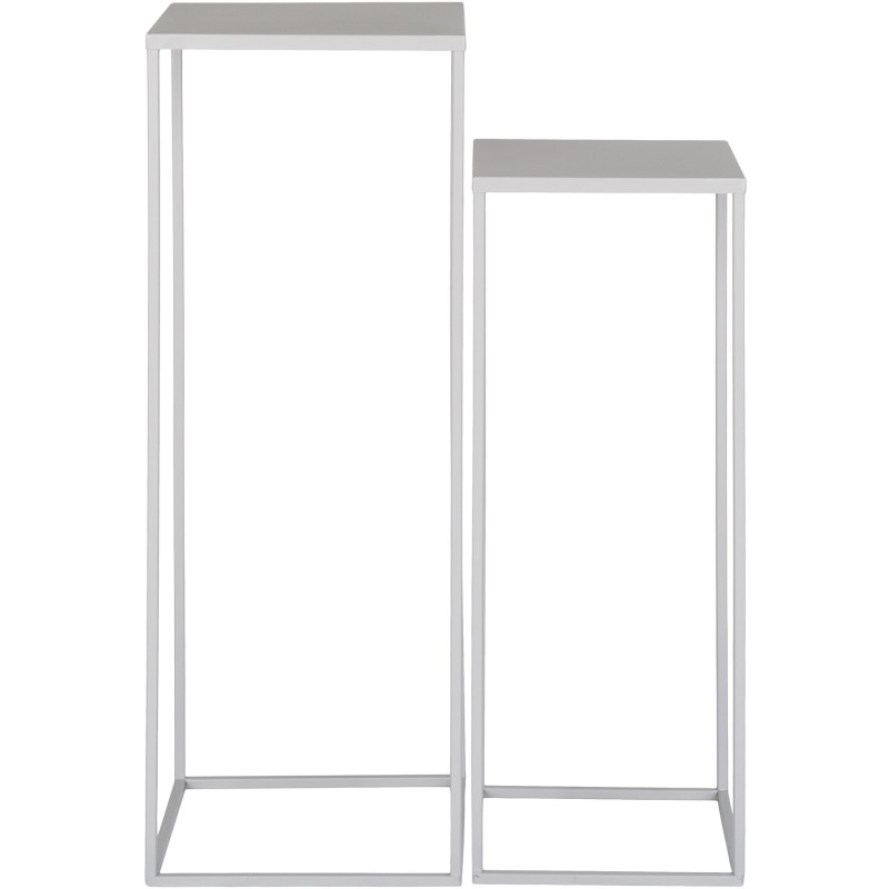 Sellette haute gigogne moderne Carrée Métal Gris clair Beja (Lot de 2) 