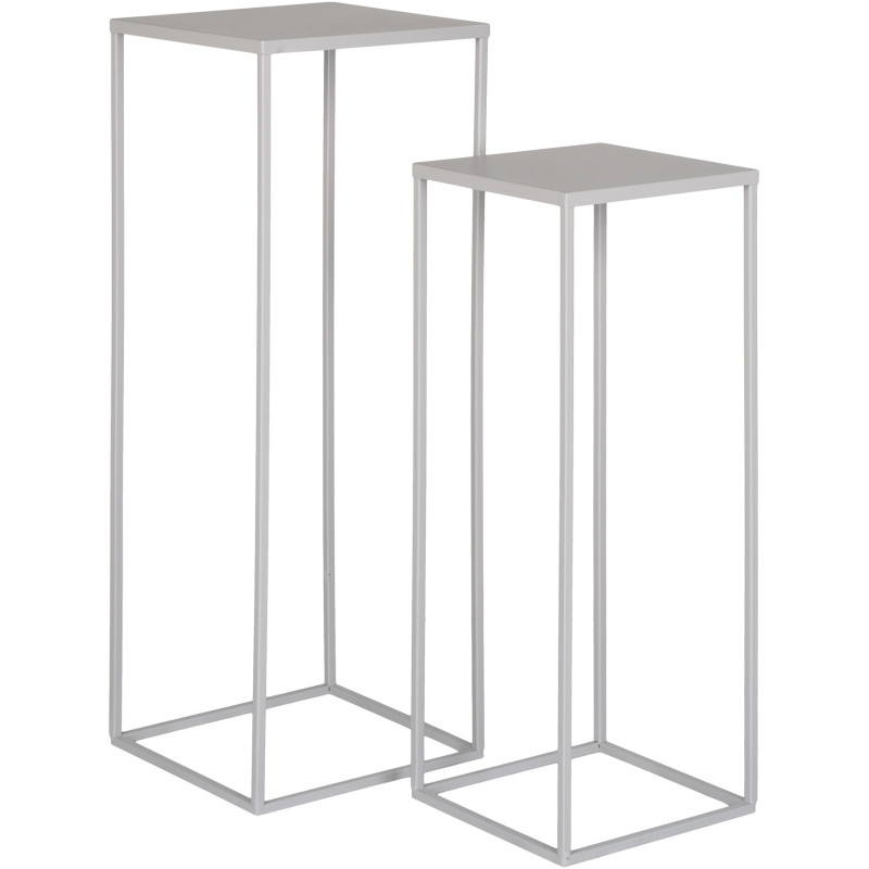 Sellette haute gigogne moderne Carrée Métal Gris clair Beja (Lot de 2) 