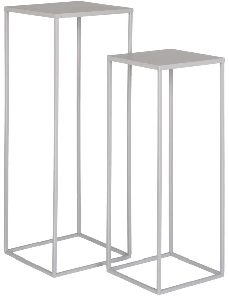 Sellette haute gigogne moderne Carrée Métal Gris clair Beja (Lot de 2) 